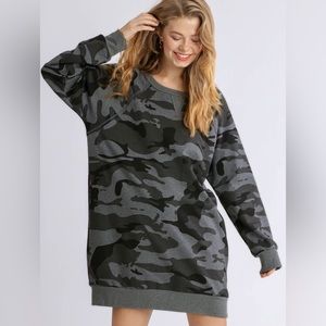 Umgee Camo Sweatshirt Dress
